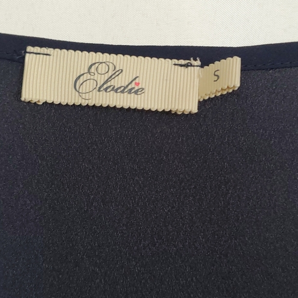 Elodie Women's Navy Small Long Sleeve Sheer Top - Picture 3 of 7